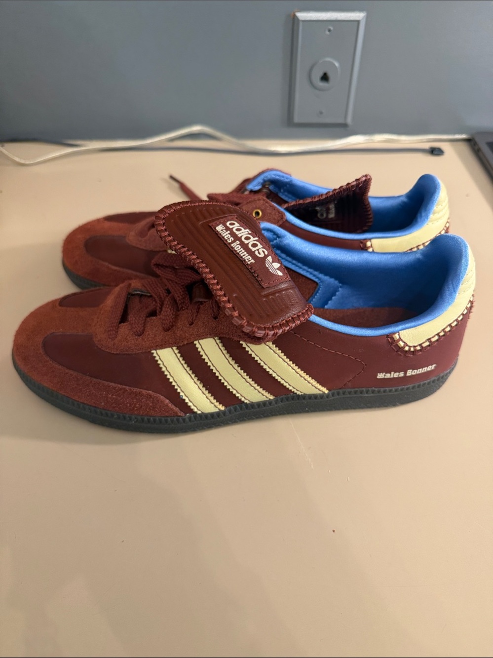 adidas Samba Wales Bonner Sneakers in Burgundy, Cream & Blue